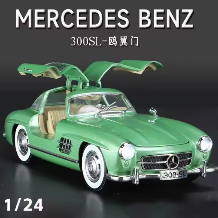 Modelo De Coche a Escala 1:24 Mercedes Benz 300SL Aleación Coche Clásico Vintage Diecast Metal Con Sonido Y Luz Regalo Para Niños Juguete De Colección - 1