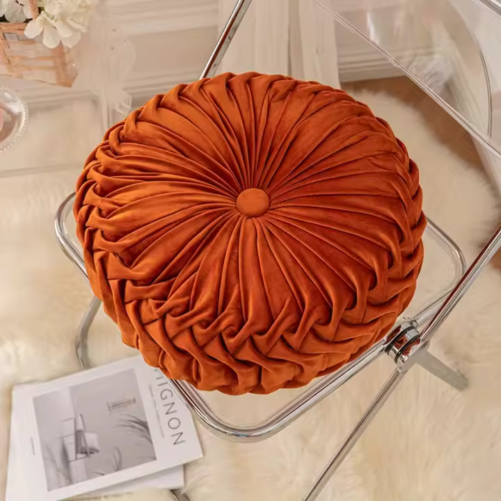 Cojín De Terciopelo En Forma De Calabaza Suave Y Redonda De Color Sólido Con Patrón De Dandelion Decoración Para Sofa Y Oficina Accesorio De Hogar - 1