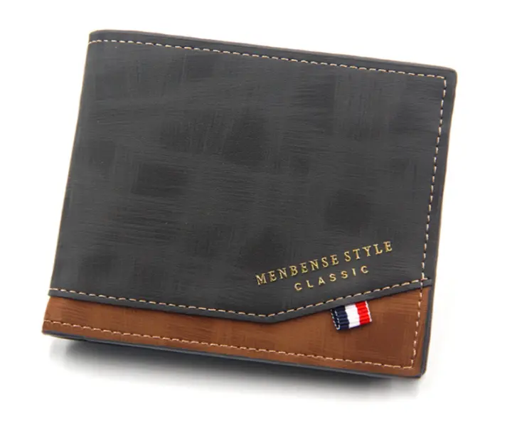 Cartera De Cuero Para Hombre Corta Con Gran Capacidad Y Frota Large Multi-Slot Moneda Bolsillo Foto Cartera Pequeña Vintage Para Hombres - 1