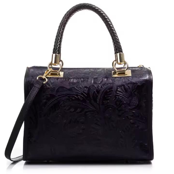 Firenze Artegiani. Catena Bolso tote Mujer.Piel auténtica Gamuza Grabado Arabesco . Made in Italy. Vera Pelle Italiana. - 1
