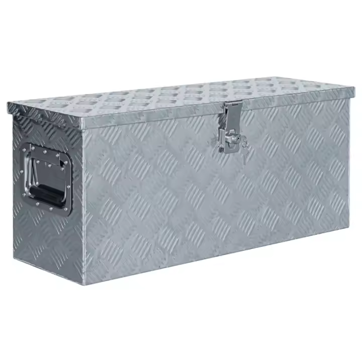 vidaXL Caja de aluminio 76,5x26,5x33 cm cm plateada - 1