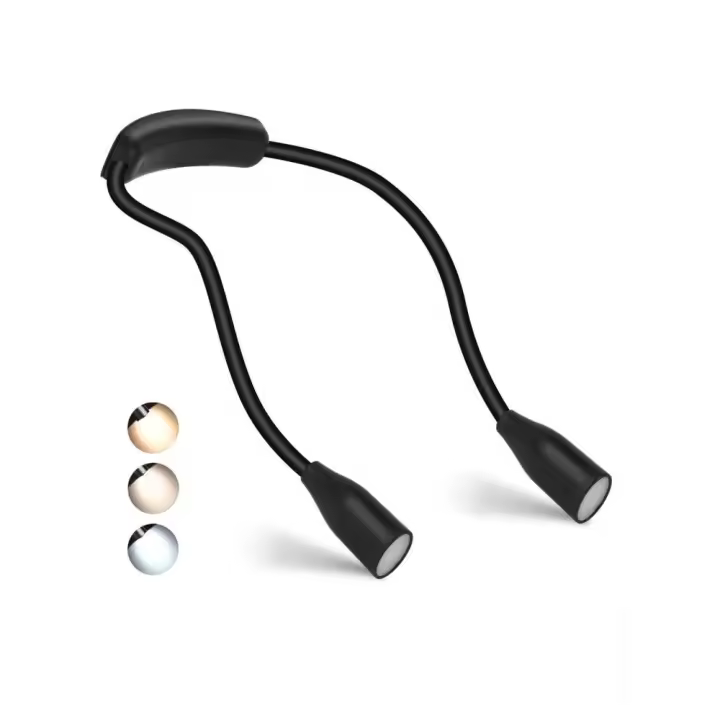 Lámpara De Lectura LED With Cuello Flexible 360 ° Recargable Por USB Luz De Noche Para Estudio Lectura Incluye Batería Recargable - 1