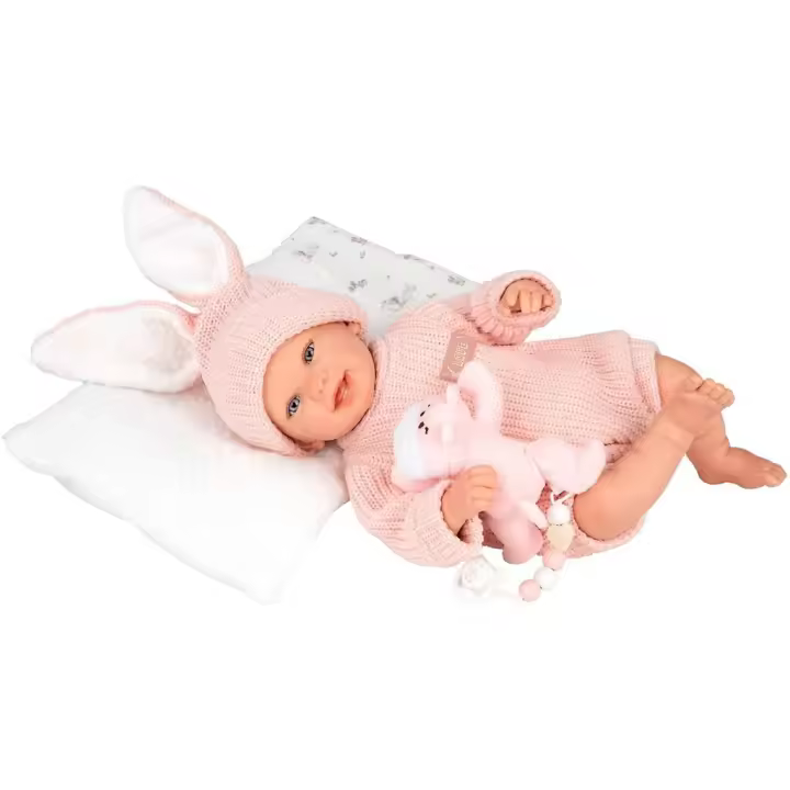 Muñeca Bebé Reborn Lucia de 45 Cm Con Cojin y Peluche Juguetes Arias - 1