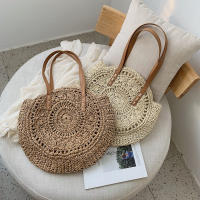 Bolso De Hombro Hecho a Mano Con Paja Vintage Bolso De Playa Redondo Bohemio Verano Casual Bolsa De Rattan Círculo Raffia Para Mujer - details 23