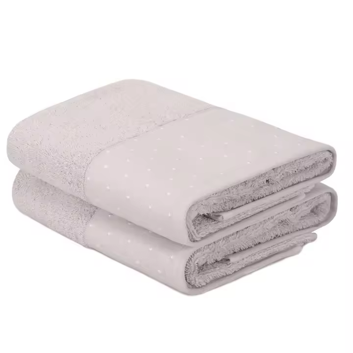 Wellhome Juego de Toallas de Mano (2 Piezas) Gris Claro y Blanco - Algodón 510 Gr/m² - 50 X 90 Cm - 1