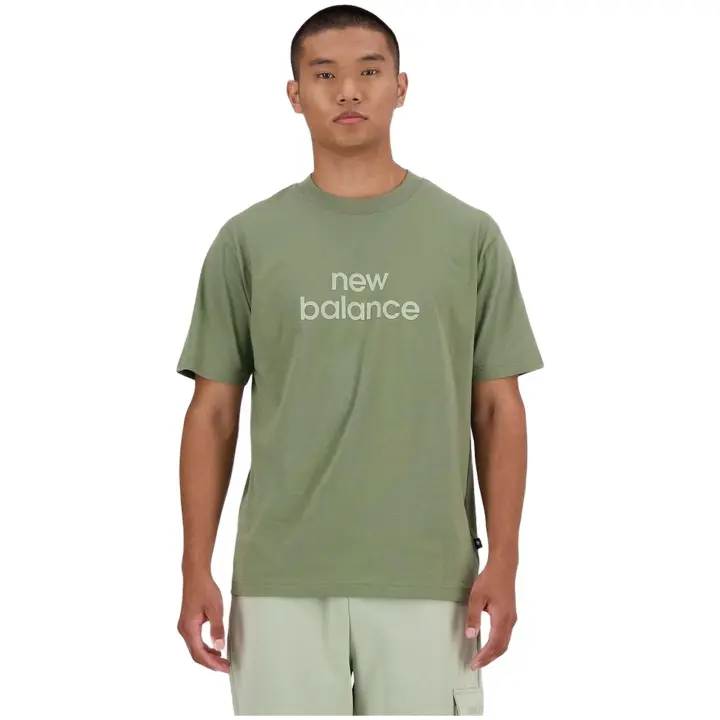 Camiseta de Manga Corta New Balance Relaxed Linear para hombre en color verde - 1