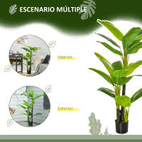 HOMCOM Bananera Artificial 150 cm Platanera Artificial con Maceta y 18 Hojas Planta Artificial para Decoración de Hogar Terraza Jardín Salón Oficina Verde - details 4