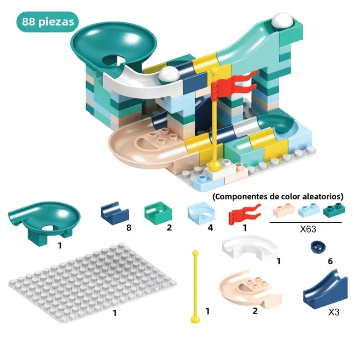 Bloques De Construcción DIY Con Carril De Bolas Y Laberinto 88-100PCS Juguetes Para Niños Material Plástico ABS Juego Educativo Para Niños Mayores De 14 Años - 1