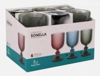 MAXHONE- Box of 6 - Sonella Green Wine glasses 360ml vintage embossed - details 0