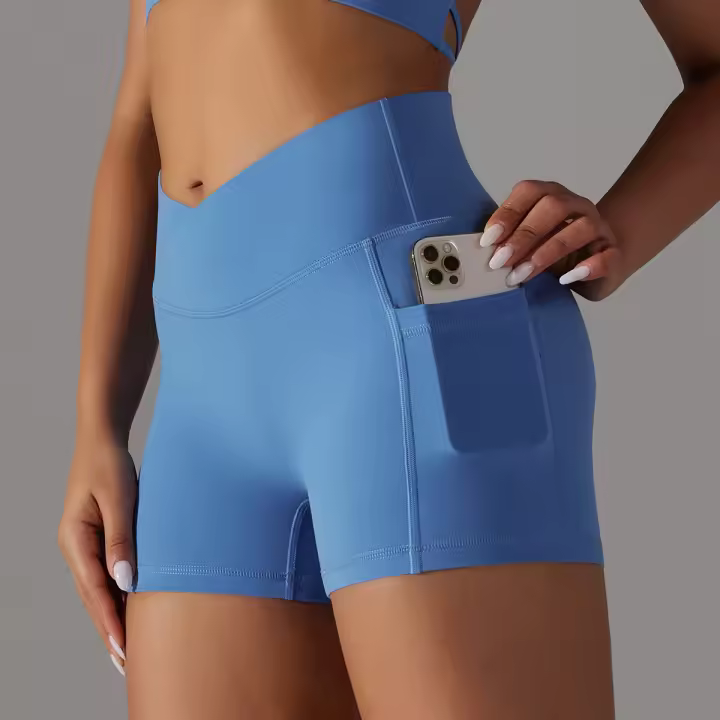 Shorts Deportivos Sin Costuras Cintura Alta Push up Yoga Elásticos Para Gimnasio Y Correr Shorts Transpirables De Poliéster Y Nylon - 1