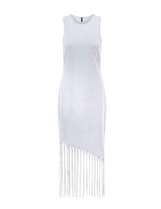 Vestido Only Zinna midi blanco con flecos para mujer - 1