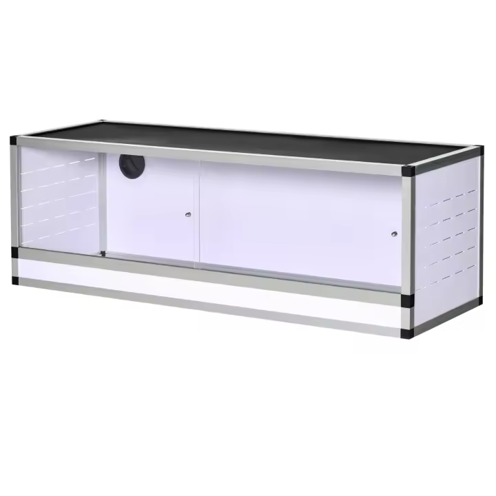 PawHut Terrario de Aluminio para Reptiles, Anfibios, Arácnidos, Caja de cría de Reptiles, Terrario de Malla, Blanco + Plata + Negro, 120 x 40 x 40 cm - 1