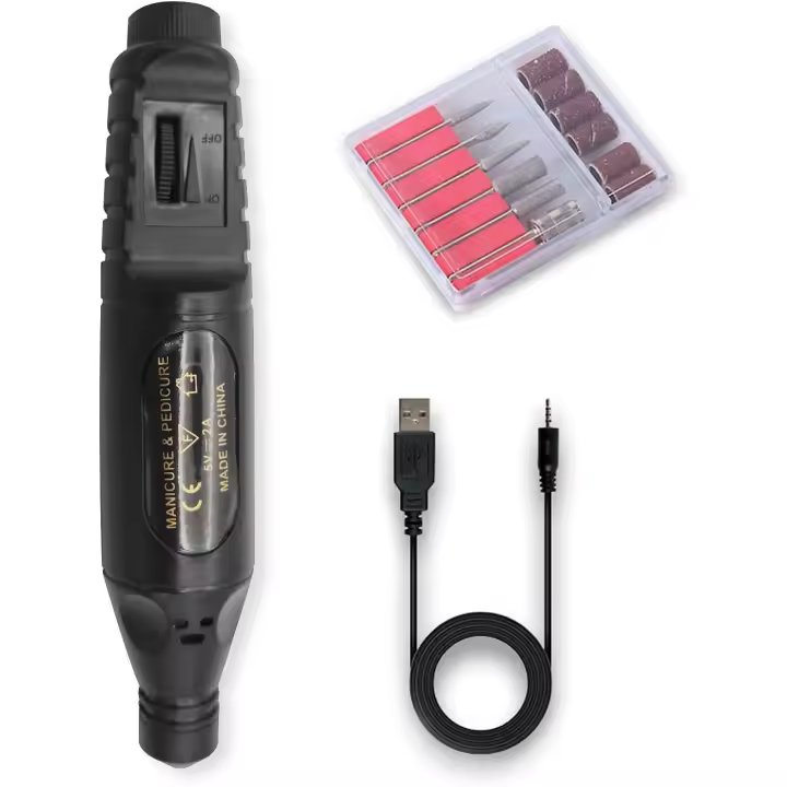 Torno para Uñas Eléctrico | Set de Manicura y Pedicura Profesional | Barería Y 6 Cabezales - 1