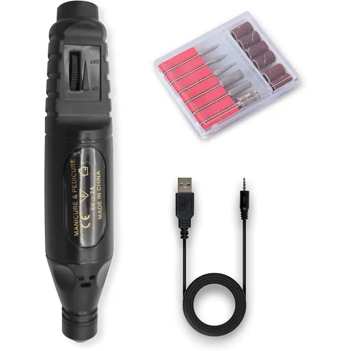 Torno para Uñas Eléctrico | Set de Manicura y Pedicura Profesional | Barería Y 6 Cabezales - 1