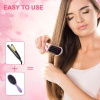Cepillo de pelo recto sin cuerda para mujeres, peine de pelo recto eléctrico recargable, mini alisador de pelo calentado portátil para viajes, cepillo térmico de iones negativos, herramienta de peluquería - details 2