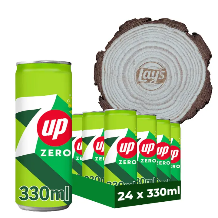 Pack Regalo Seven Up Zero 24 Latas x 330 ml + Posavasos, Refresco de Lima con Gas y Sin Azúcar, Bebida Carbonatada, Sabor Burbujeante, Puro y Refrescante, sin Cafeína, Auténtico Sabor y Versatilidad - 1