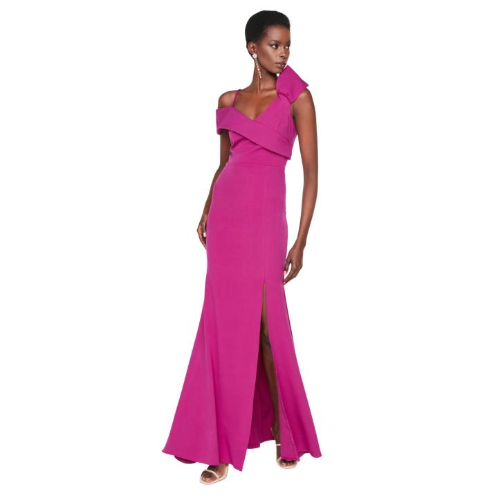 Vestido De Noche Largo Para Mujer – Maxi Vestido Tejido, Ajuste Regular, Color Rojo