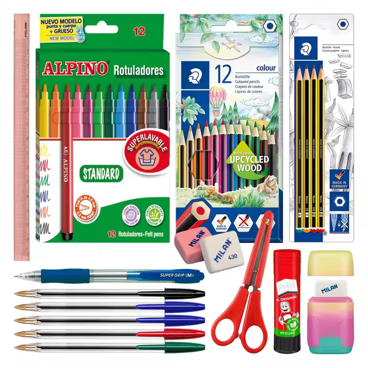 EcoPack 40 Sunset - Pack Ahorro Completo con Material Escolar de Primeras Marcas - 1