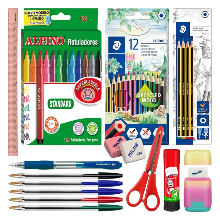 EcoPack 40 Sunset - Pack Ahorro Completo con Material Escolar de Primeras Marcas - 1