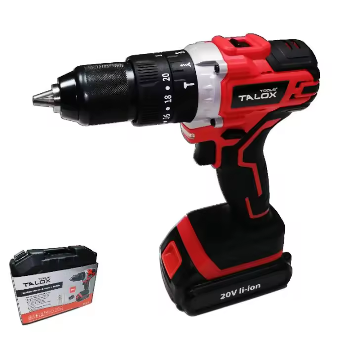 Talox taladro profesional 2x bateria li-ion 20v 2ah maletin+acce - 1