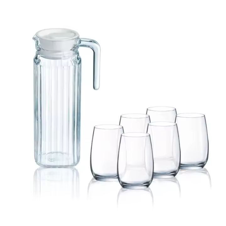 LUMINARC APARTAMENTO Set Jarra Y Vasos 7 PIEZAS Transparente Brillo Facil de limpiar Ecológico - 1