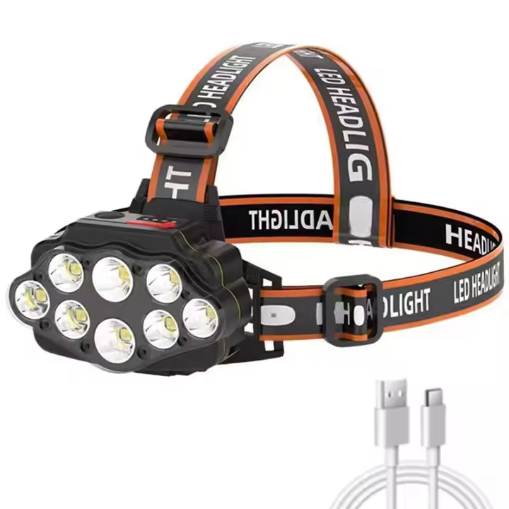 8*XPG Lámpara Frontal LED Fuerte Con Batería Integrada De 800mAh Recargable USB Para Camping Pesca Y Actividades Al Aire Libre - 1