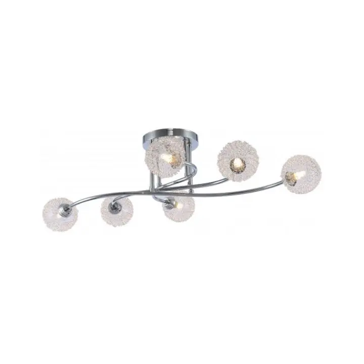 LÁMPARA DE TECHO. PLAFÓN DE METAL COLOR CROMO. CON 6 TULIPAS CON BONITO DISEÑO.  LUZ G9 x 6.  REF. 923 - 1