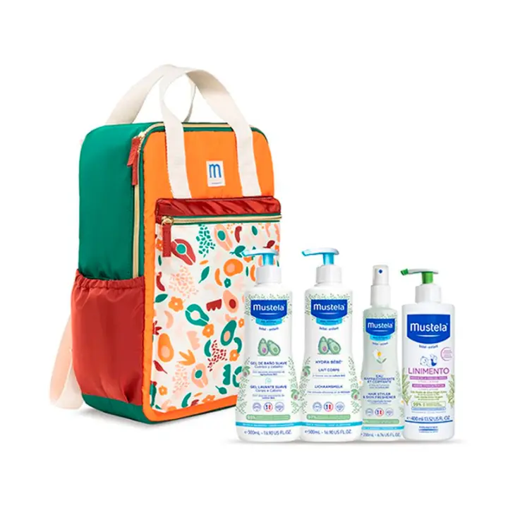 MOCHILA MUSTELA FAMILY ADVENTURES VERDE Y NARANJA - 1