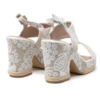Sandalias plataforma mujer KTEY 523 BETH SANDALIA TACON YUTE ENCAJE BLANCO 28643 23V - details 1