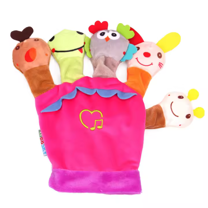Marionetas de dedo interactivas para padres e hijos con caja de música, guantes de marionetas de dedo de animales de dibujos animados, juguetes para bebés - 1