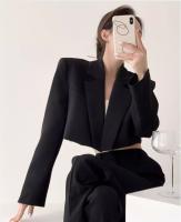 Chaqueta Corta Para Mujer En Blanco Sólido Elegante Con Manga Larga Abierta Frontal Casual Oficina Outerwear Poliéster Synthético - details 10
