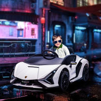 HOMCOM Coche Eléctrico Lamborghini SIAN 12V para Niños de +3 Años con Mando a Distancia Apertura de Puerta Música MP3 USB y Faros 3-8 km/h 108x62x40 cm - details 1