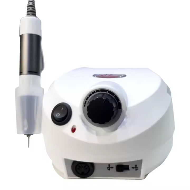 Torno Profesional Bellavida 30000 RPM. Con pedal, soporte para el mango y caja con fresas y esmériles. Color Blanco. - 1