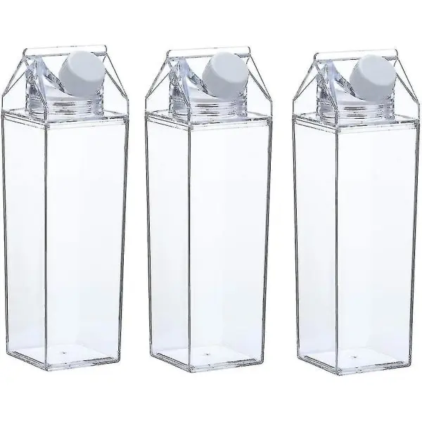 3-Pack botella de cartón de leche claro cuadrado de leche de plástico a prueba de fugas taza-yyclo - 1