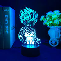 Figura De Anime Japonés Dragon Ball Super Saiyan Goku Vegeta Con Soporte De Cristal LED Ilusión 3D Luz Nocturna Colorida Para Niños Cumpleaños - details 1