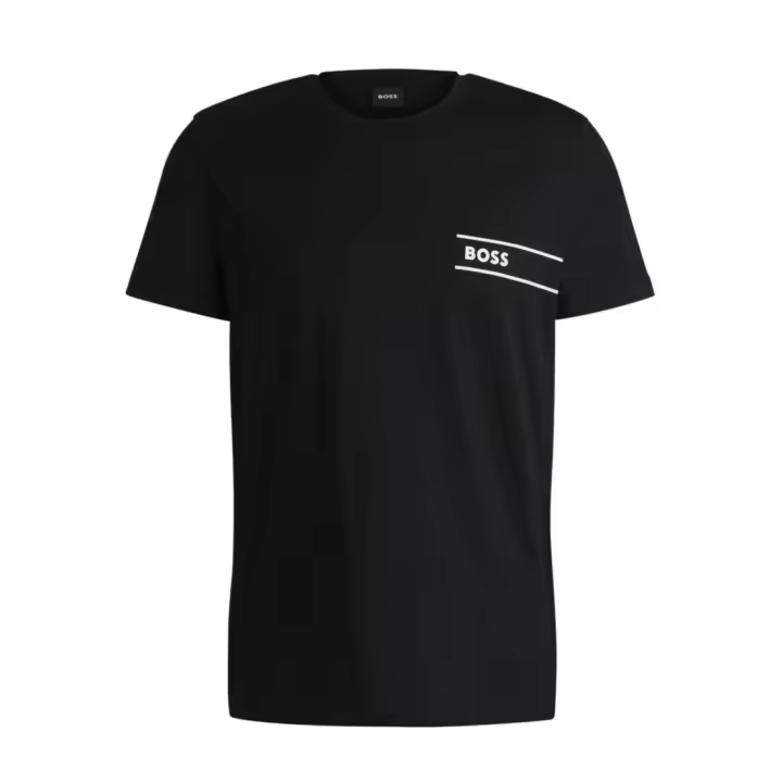Camiseta Boss 100% Algodón Manga Corta con Logo (Negra) - 1