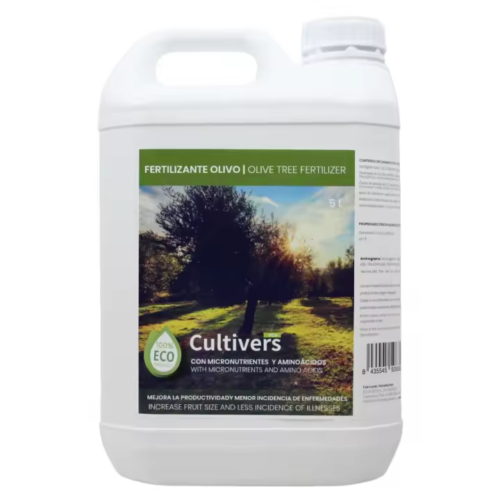 CULTIVERS Fertilizante Olivo Ecológico 5 L. Abono Líquido 100% Orgánico . Mejora la fructificación. - 1