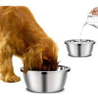 Tazas De Alimento Y Agua Para Perros De Acero Inoxidable Tamaño Universal 20cm 24cm 28cm 30cm Redondas Para Pequeños Medianos Y Grandes Perros Suministros Para Mascotas - details 2