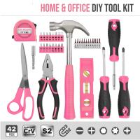 Caja Herramentales: Maletin Herramientas Bricolaje Complete, Juego Kit Herramientas Rosa Profesional for Mujer, Home, Oficina - details 0