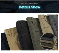 Pantalones De Trabajo Casuales Para Hombre 100% Algodón Verano Delgados Y Ligeros Estilo Clásico Negocios Moda Elásticos Talla Alta Colores Variados - details 11