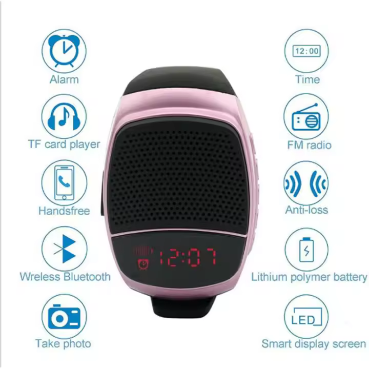 Yuhai B90 RELOJ Altavoces Compatible con Bluetooth BT Deportes Música Radio FM Reloj de pulsera para correr Reloj despertador Audio para correr/senderismo - 1