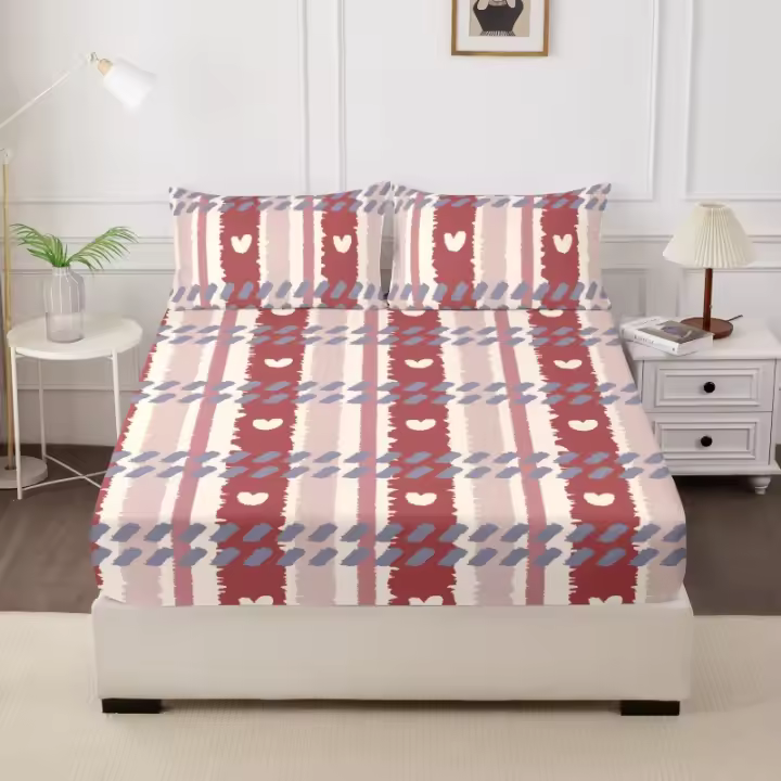 Set De Sábanas Y Fundas Para Almohadas Tamaño Reina Tema Del Amor Impresión En Brillo Material Suave Para Todas Las Estaciones - 1