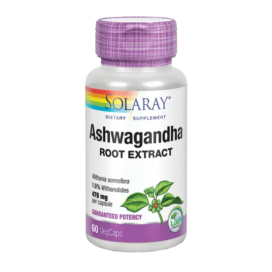 Solaray Ashwagandha 60 Cápsulas para Mejorar el Rendimiento Físico y Mental - 1