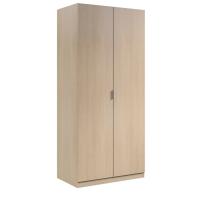 Meimon Armario ropero 2 puertas con barra extraíble de aluminio y estante fijo interior, tirador de aluminio, bisagras metálicas, acabado en roble, melamina TIPO E1, 180x81,5x52 cm, capacidad total 45 kg, con tacos ABS y trasera en MDF blanco - details 0