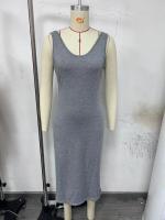 Conjunto De Vestido Y Sudadera Para Mujer 2 Piezas Color Sólido Casual Otoño Invierno Cuello En V Sin Mangas Bodycon Vestido - details 4