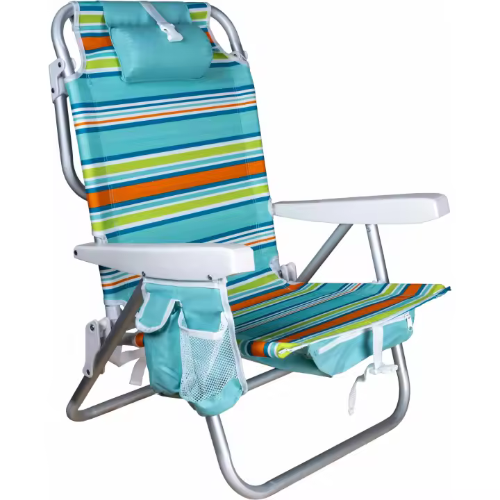 FENGSEN Silla Tumbona de Playa Plegable Estructura de Aluminio con Bolsillo Bolsa Porta Objetos y Correas Mochila y Asa para el Transporte 56x80x62,5cm - 1
