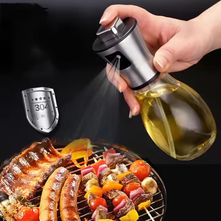 Botella De Spraying De Aceite De Acero Inoxidable De 200ML Ideal Para Cocina Y Air Fryer Recipiente Ecológico Para Aceite De Oliva - 1