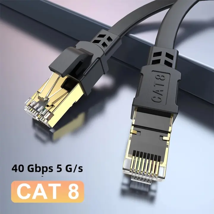 Cable Ethernet CAT 8 40Gbps 2000MHz RJ45 Red LAN Patch Cord Plano Para Modem Router PS 5/4 10m 15m 20m 30m 50ft 100 Pies - 1