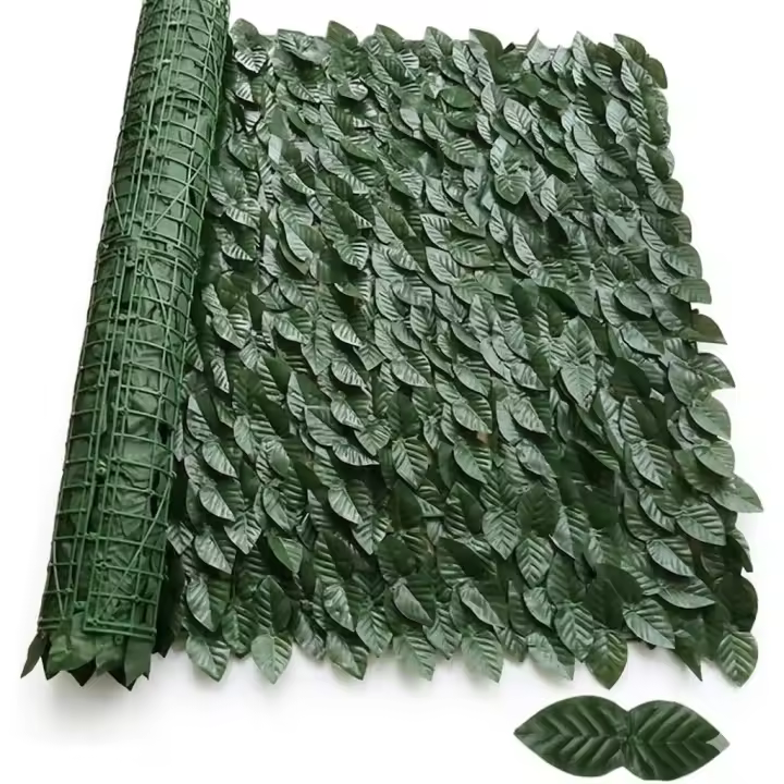 Valla de Setos Artificiales Kmt Style - Panel de Vallado de Hojas Verdes Multicolor - Pantalla de Privacidad Exterior Expandible - Verde - 1x3m - 1