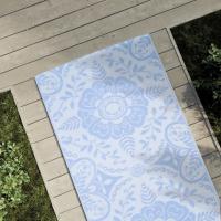vidaXL Alfombra de exterior PP 80x250 cm alfombra al aire libre alfombras Color Azul,  Azul bebé,  Diseño cuadrado y mas - details 1
